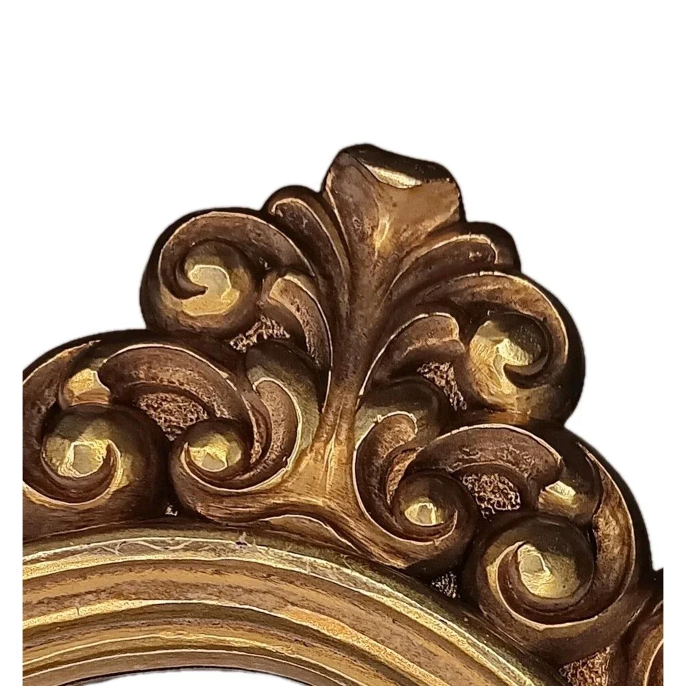 Vintage Syroco Gold Baroque Rococo Hollywood Regency Oval Wall Mirror Set Of Two